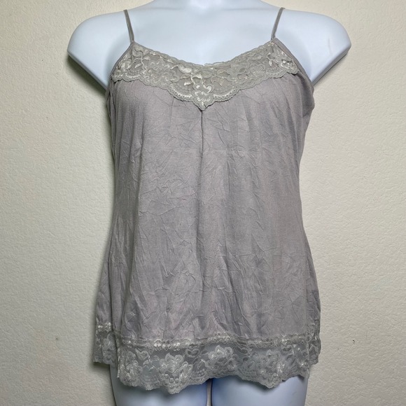 Maurices Tops - Maurices Grey Lace Trim Cami Tank Top Womens Large Camisole Layering Y2K Fairy